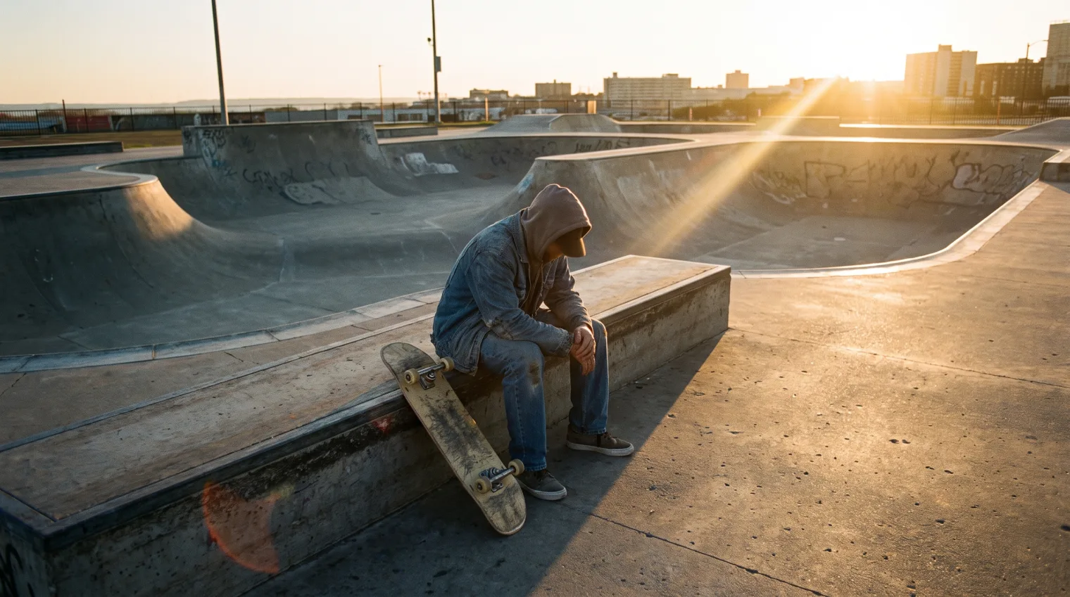 Skater reviewing a failed trick attempt, board mid-air and rider off balance